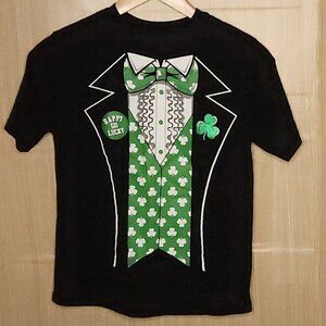 St. Patrick's Day Boys Black Happy Go Lucky Shirt 10-12